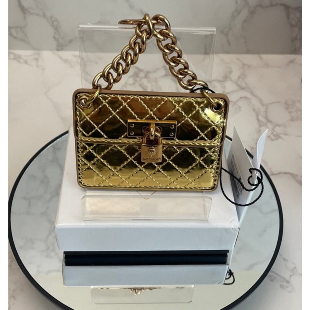 Kurt Geiger London Micro Bag Charm/Keyring, Metallic Gold NWT Box
